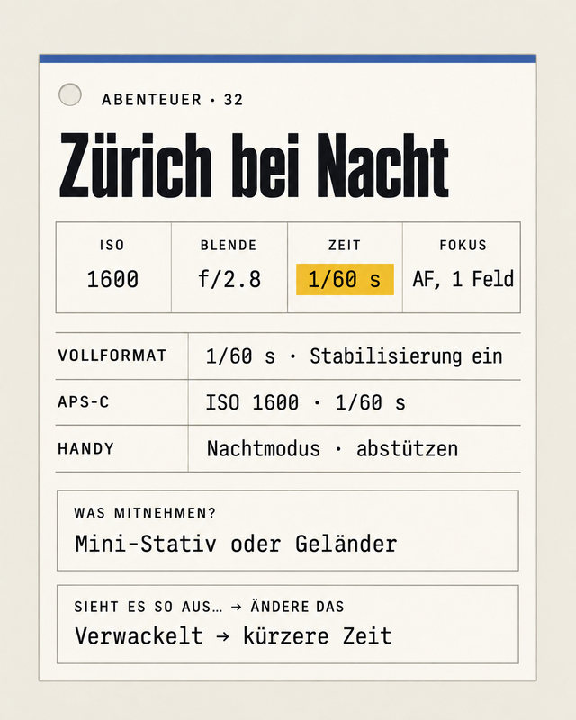 Abenteuer 32, Zürich bei Nacht