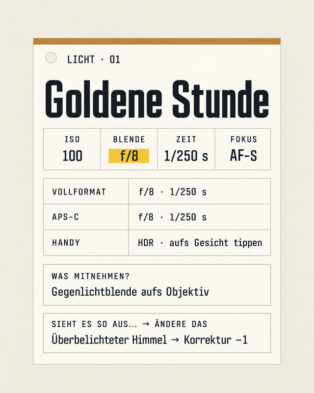 Licht, goldene Stunde